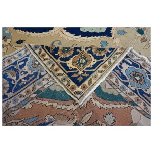 21st Century Persian Heriz 12x15 Tan & Navy Handmade Area Rug — Navy | Ashly Fine Rugs Houston TX