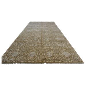 21st Century Modern Wool & Silk 9x18 White & Tan Handmade Area Rug — Gallery ( long & narrow ) | Ashly Fine Rugs Houston TX