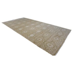 21st Century Modern Wool & Silk 9x18 White & Tan Handmade Area Rug — Gallery ( long & narrow ) | Ashly Fine Rugs Houston TX