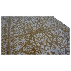 21st Century Modern Wool & Silk 9x18 White & Tan Handmade Area Rug — Gallery ( long & narrow ) | Ashly Fine Rugs Houston TX