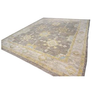 Turkish Oushak 10x13 Taupe, Ivory, & Yellow Handmade Area Rug — Taupe | Ashly Fine Rugs Houston TX