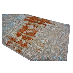 Indian Modern Wool & Silk 3X9 Grey, Rust, & Slate Runner Area Rug — Modern | Ashly Fine Rugs Houston TX