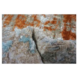 Indian Modern Wool & Silk 3X9 Grey, Rust, & Slate Runner Area Rug — Modern | Ashly Fine Rugs Houston TX