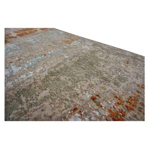 Indian Modern Wool & Silk 3X9 Grey, Rust, & Slate Runner Area Rug — Modern | Ashly Fine Rugs Houston TX