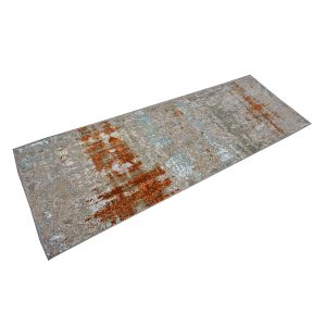 Indian Modern Wool & Silk 3X9 Grey, Rust, & Slate Runner Area Rug — Modern | Ashly Fine Rugs Houston TX