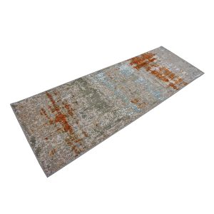 Indian Modern Wool & Silk 3X9 Grey, Rust, & Slate Runner Area Rug — Modern | Ashly Fine Rugs Houston TX