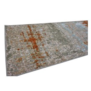 Indian Modern Wool & Silk 3X9 Grey, Rust, & Slate Runner Area Rug — Modern | Ashly Fine Rugs Houston TX