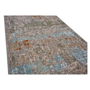 Indian Modern Wool & Silk 3X9 Grey, Rust, & Slate Runner Area Rug — Modern | Ashly Fine Rugs Houston TX