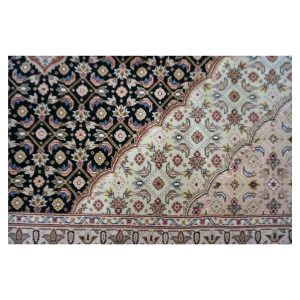 Vintage Sino-Persian Tabriz Mahi 9x12 Black & Ivory Handmade Area Rug — Tan | Ashly Fine Rugs Houston TX