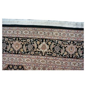 Vintage Sino-Persian Tabriz Mahi 9x12 Black & Ivory Handmade Area Rug — Tan | Ashly Fine Rugs Houston TX