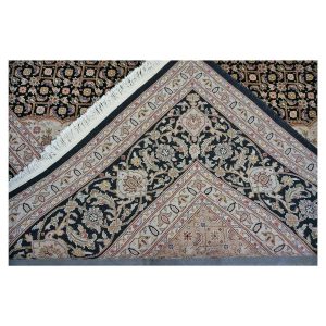Vintage Sino-Persian Tabriz Mahi 9x12 Black & Ivory Handmade Area Rug — Tan | Ashly Fine Rugs Houston TX
