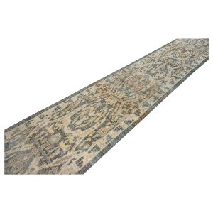 21st Century Sultanabad Master 3x14 Slate Blue, Ivory, & Tan Handmade Runner Rug — Slate | Ashly Fine Rugs Houston TX