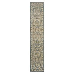 Sultanabad Masters Hall Runner Rug 2.9x14.3 Slate Blue, Ivory, & Tan