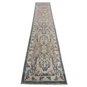 21st Century Sultanabad Master 3x14 Slate Blue, Ivory, & Tan Handmade Runner Rug — Slate | Ashly Fine Rugs Houston TX