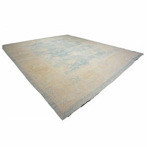 21st Century Turkish Oushak 13x15 Ivory & Slate Blue Handmade Area Rug — ALL RUGS | Ashly Fine Rugs Houston TX
