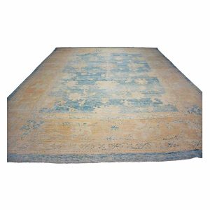 21st Century Turkish Oushak 13x15 Ivory & Slate Blue Handmade Area Rug — ALL RUGS | Ashly Fine Rugs Houston TX