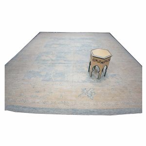 21st Century Turkish Oushak 13x15 Ivory & Slate Blue Handmade Area Rug — ALL RUGS | Ashly Fine Rugs Houston TX