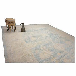 21st Century Turkish Oushak 13x15 Ivory & Slate Blue Handmade Area Rug — ALL RUGS | Ashly Fine Rugs Houston TX