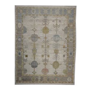 21st Century Turkish Oushak 9X12 Gold, Ivory & Gray Handmade Area Rug