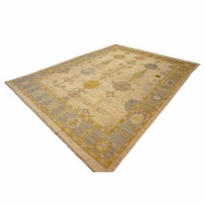 21st Century Turkish Oushak 9X12 Gold, Ivory & Gray Handmade Area Rug — ALL RUGS | Ashly Fine Rugs Houston TX