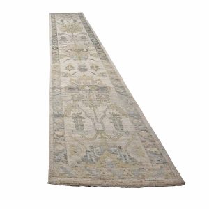 21st Century Turkish Oushak 3X19 Gold, Ivory & Charcoal Handmade Runner Rug — Charcoal | Ashly Fine Rugs Houston TX