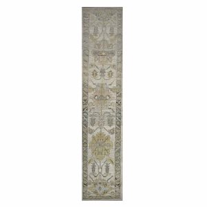21st Century Turkish Oushak 3X19 Gold, Ivory & Charcoal Handmade Runner Rug — Charcoal | Ashly Fine Rugs Houston TX