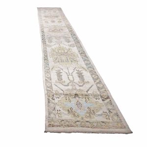 21st Century Turkish Oushak 3X19 Gold, Ivory & Charcoal Handmade Runner Rug — Charcoal | Ashly Fine Rugs Houston TX
