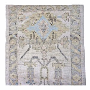 21st Century Turkish Oushak 3X19 Gold, Ivory & Charcoal Handmade Runner Rug — Charcoal | Ashly Fine Rugs Houston TX