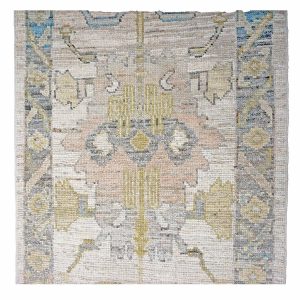 21st Century Turkish Oushak 3X19 Gold, Ivory & Charcoal Handmade Runner Rug — Charcoal | Ashly Fine Rugs Houston TX