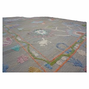 21st Century Turkish Oushak 9X12 Gray, Ivory & Green Handmade Area Rug — pink | Ashly Fine Rugs Houston TX