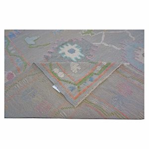 21st Century Turkish Oushak 9X12 Gray, Ivory & Green Handmade Area Rug — pink | Ashly Fine Rugs Houston TX
