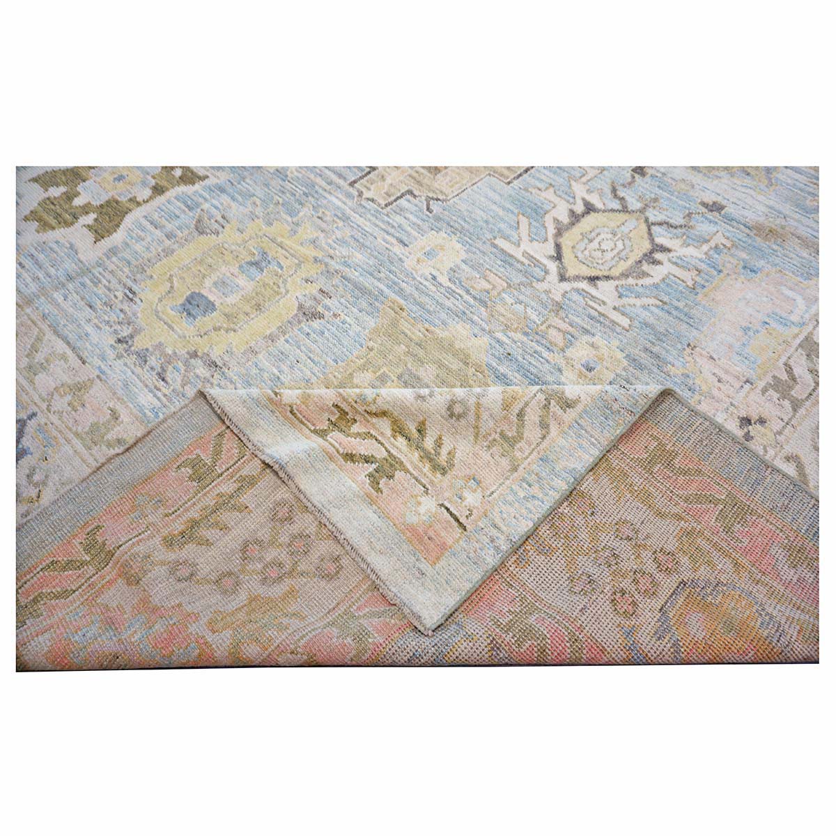 21st Century Turkish Oushak 11X17 Gold, Gray & Slate Blue Handmade Area Rug — Slate | Ashly Fine Rugs Houston TX
