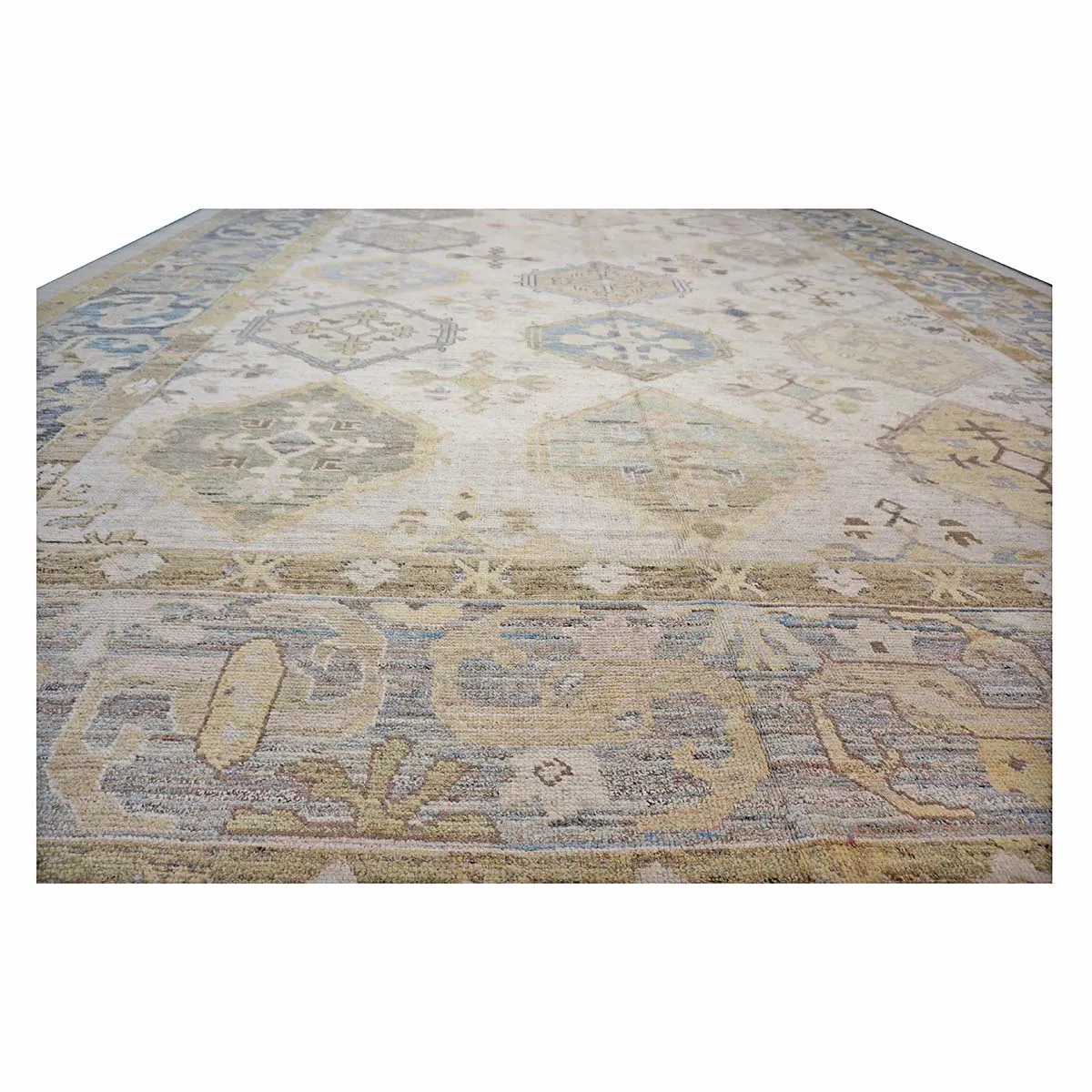 21st Century Turkish Oushak 13X18 Gold, Gray & Ivory Handmade Area Rug — ALL RUGS | Ashly Fine Rugs Houston TX