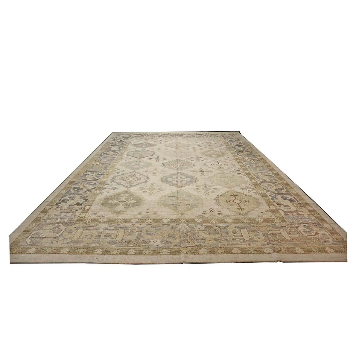 21st Century Turkish Oushak 13X18 Gold, Gray & Ivory Handmade Area Rug — ALL RUGS | Ashly Fine Rugs Houston TX