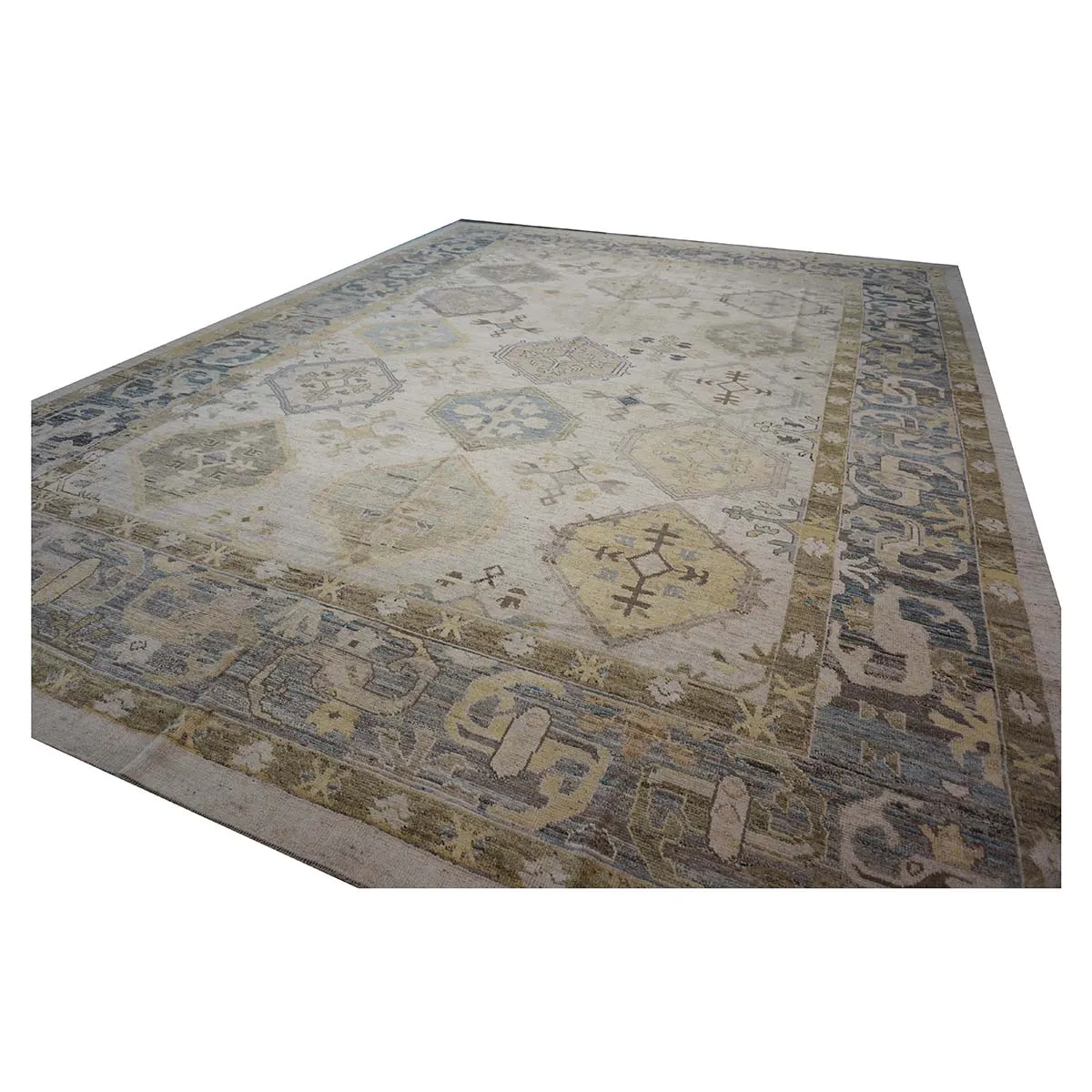 21st Century Turkish Oushak 13X18 Gold, Gray & Ivory Handmade Area Rug — ALL RUGS | Ashly Fine Rugs Houston TX