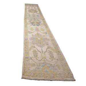 21st Century Turkish Oushak 3X18 Gold, Ivory & Charcoal Handmade Runner Rug — Charcoal | Ashly Fine Rugs Houston TX