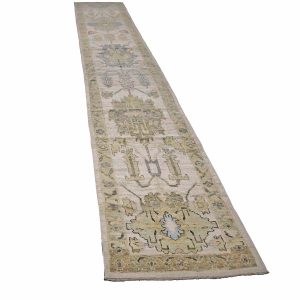 21st Century Turkish Oushak 3X18 Gold, Ivory & Charcoal Handmade Runner Rug — Charcoal | Ashly Fine Rugs Houston TX