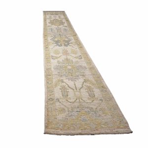 21st Century Turkish Oushak 3X18 Gold, Ivory & Charcoal Handmade Runner Rug — Charcoal | Ashly Fine Rugs Houston TX