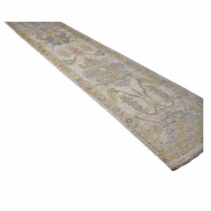 21st Century Turkish Oushak 3X18 Gold, Ivory & Charcoal Handmade Runner Rug — Charcoal | Ashly Fine Rugs Houston TX