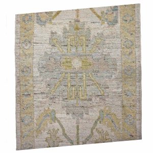 21st Century Turkish Oushak 3X18 Gold, Ivory & Charcoal Handmade Runner Rug — Charcoal | Ashly Fine Rugs Houston TX