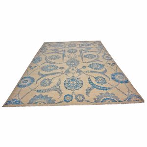 21st Century Turkish Oushak 9x12 Ivory & Slate Blue Handmade Area Rug — Slate | Ashly Fine Rugs Houston TX
