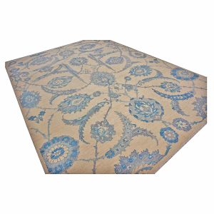 21st Century Turkish Oushak 9x12 Ivory & Slate Blue Handmade Area Rug — Slate | Ashly Fine Rugs Houston TX
