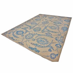 21st Century Turkish Oushak 9x12 Ivory & Slate Blue Handmade Area Rug — Slate | Ashly Fine Rugs Houston TX