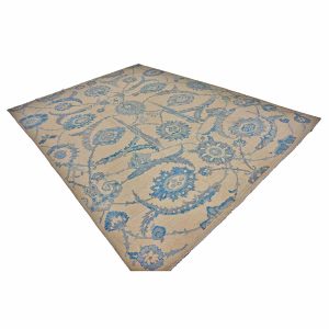 21st Century Turkish Oushak 9x12 Ivory & Slate Blue Handmade Area Rug — Slate | Ashly Fine Rugs Houston TX