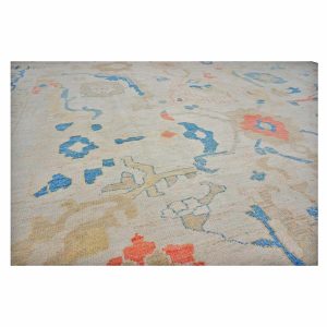 21st Century Turkish Oushak 10X14 Ivory, Red & Slate Blue Handmade Area Rug — Slate | Ashly Fine Rugs Houston TX