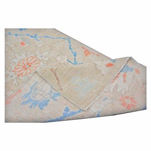 21st Century Turkish Oushak 3X12 Slate Blue, Ivory & Orange Handmade Runner Rug — Slate | Ashly Fine Rugs Houston TX