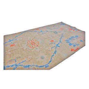 21st Century Turkish Oushak 3X12 Slate Blue, Ivory & Orange Handmade Runner Rug — Slate | Ashly Fine Rugs Houston TX