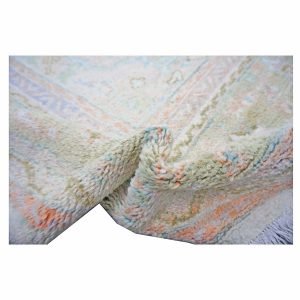 Antique Turkish Oushak 10X13 Ivory, Salmon, Green Handmade Area Rug — salmon | Ashly Fine Rugs Houston TX