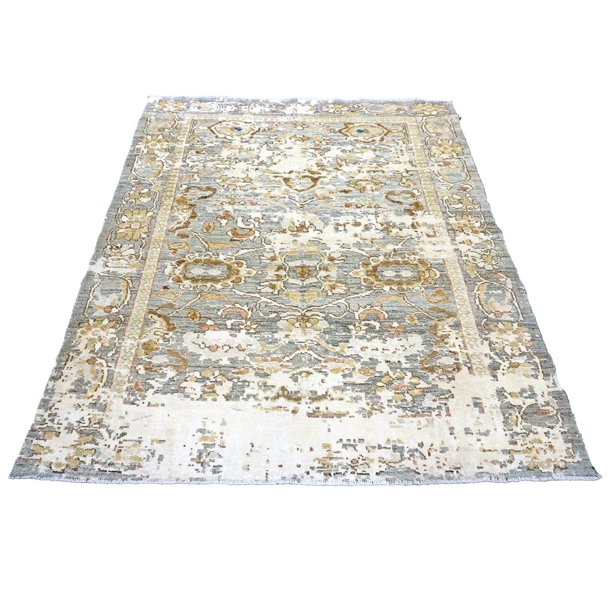 21st Century Turkish Oushak 4X6 Gray, Khaki, Ivory & Gold Handmade Area Rug — ALL RUGS | Ashly Fine Rugs Houston TX