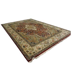 Indian Tabriz Wool 9x12 Red & Ivory Handmade Area Rug — ALL RUGS | Ashly Fine Rugs Houston TX